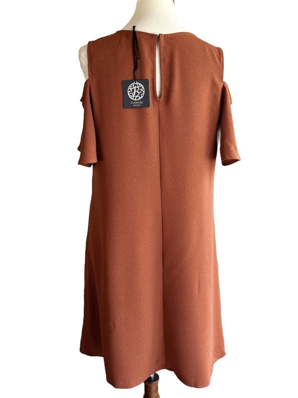 Bobeau Womens Crew Neck Cold Shoulder Shift Dress Size M - Picture 3 of 16